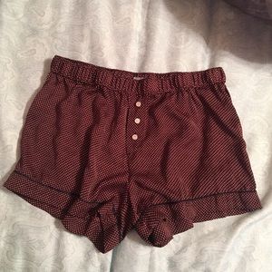 Aerie brown and pink silk pajama shorts size M